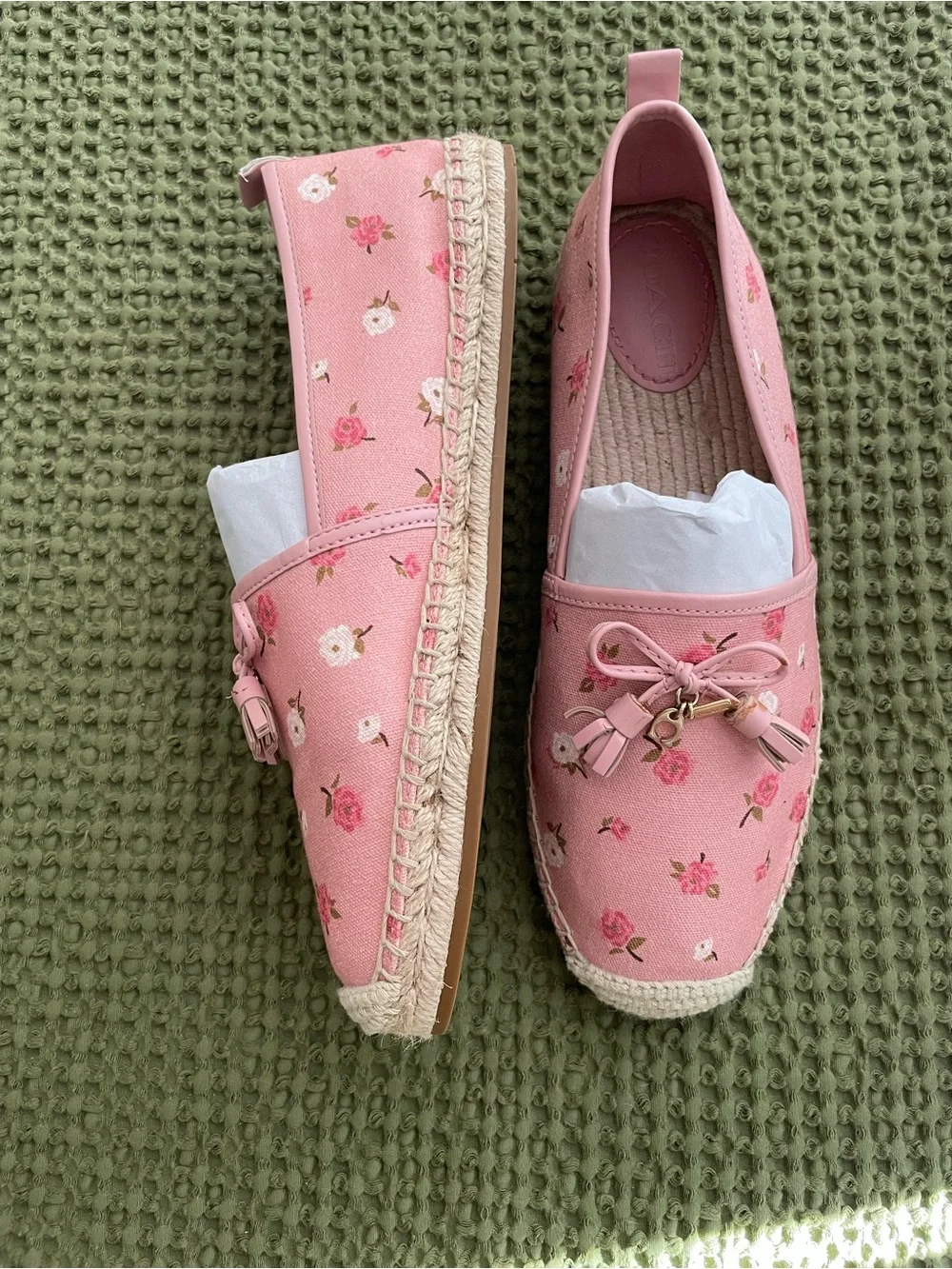 Coach Pink Floral Slip-On Espadrille Loafers - Women's